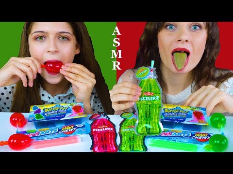 ASMR COLORED FOOD GUMMY BABY BOTTLE POP, TIK TOK JELLY FRUIT, BOTTLE FIZZ POWDER 먹방