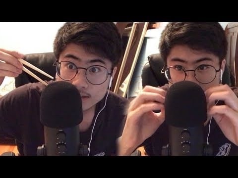 Rough Mic Scratching With Chopsticks and Hands | Yam ASMR