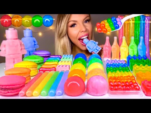 ASMR NIK-L-NIP WAX BALL, POPPING BOBA, LEGO MAN, WAX BOTTLE CANDY, RAINBOW FOOD, CANDY MUKBANG 먹방