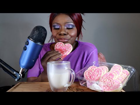 Valentines Day Sugar Cookies ASMR Eating Sounds