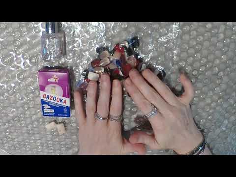 ASMR Gum Chewing Applying Long Fake Nails | Tingly Whispered Ramble