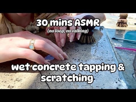 30M ASMR | Tapping + Scratching Wet Pool Concrete (NO LOOP/TALKING)