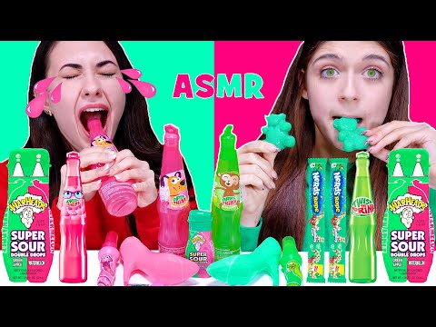 ASMR Pink Food VS Green Food Challenge By LiLiBu | Eating Only One Color Food