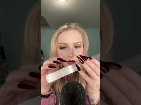 I wanna take a bite out of this selenite wand #crystals #crystalasmr #selenite #asmrcommunity #asmr