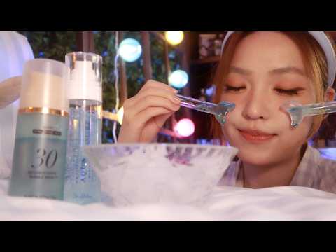 POV: You are too hot to sleep 🧊🫧 ASMR (cooling you down, cold facial, refreshing pamper)