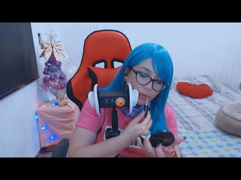 ASMR / EAR TO EAR KISSES 💋 (with lip gloss and mouth sounds♡) BULMA COSPLAY ♡