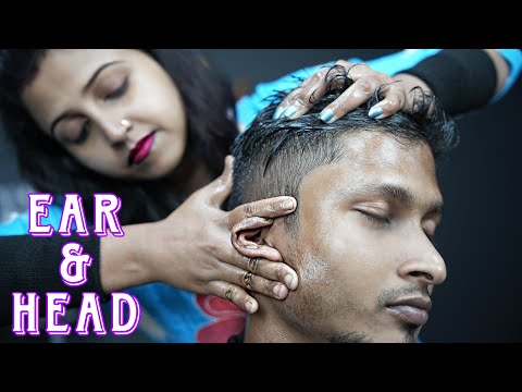 She Doing Ear Scratching ASMR Massage | Head Scratching ASMR Massage | Heavy Oil Head Massage ASMR