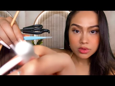 ASMR TINGLY Ear Cleaning 👂🤯, Real Haircut , Scalp Massage Scratching | Gum Chewing Hair Salon RP