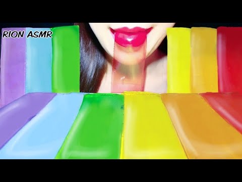 ASMR MUKBANG 먹방 咀嚼音 食べる音 EATINGSOUNDS NOTALKING RAINBOW JELLY SHEET ゼリーシート