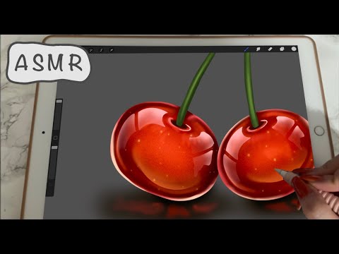 ASMR - Let's paint cherries in Procreate - iPad writing Sounds - Whispering - Pencil Sounds