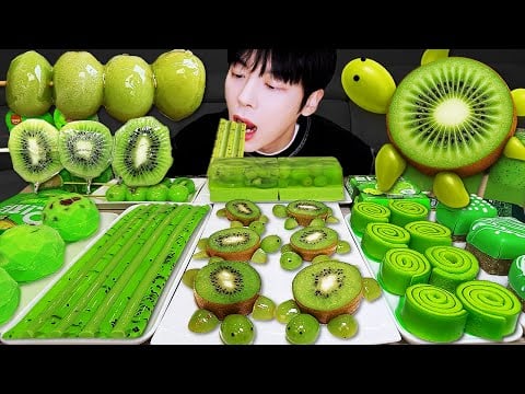 ASMR MUKBANG | 직접 만든 갤럭시 꿀젤리 그린 디저트 아이스크림 먹방 & 레시피 DESSERT GALAXY HONEY JELLY CANDY