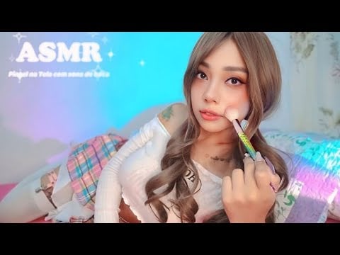 ASMR PINCEL NA TELA E SONS DE BOCA, MOUTH SOUNDS and CAMERA BRUSHING #ASMR 