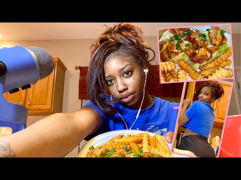 ASMR Mukbang +Cooking & Eating Copycat Bang Bang Shrimp Recipe+ Ramble Crunchy/ Whisper sounds
