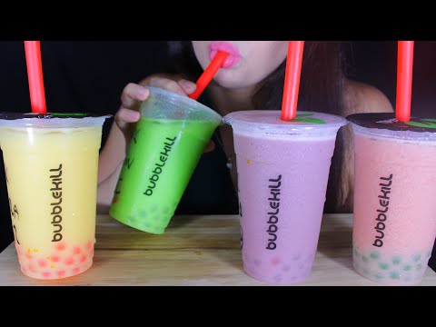 ASMR PROVANDO BUBBLE TEA - DIFERENTES VÁRIOS SABORES ✨