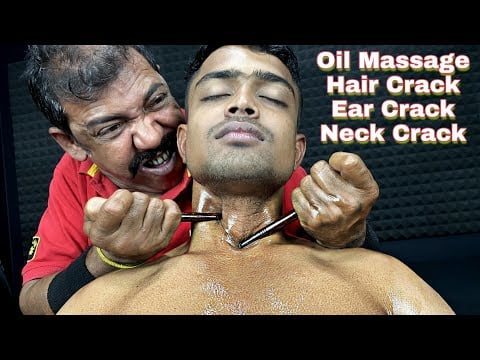 Asim Barber Best Heavy Oil Neck And Shoulder Massage With Neck Crack Ear Crack Hair Crack ASMR