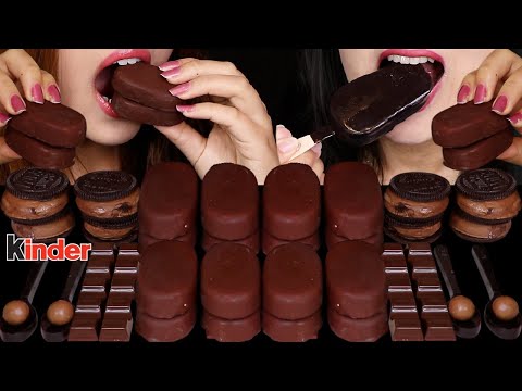 ASMR DARK CHOCOLATE TICO ICE CREAM, MALTESERS SPOONS, KINDER, MINI ICE CREAM SANDWICHES, OREO 먹방