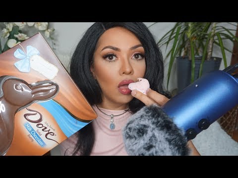 ASMR Comendo Pinto de Marshmallow e Ovos de Chocolate 🐰 Pascoa Americana #Eatingsounds #VozSuave