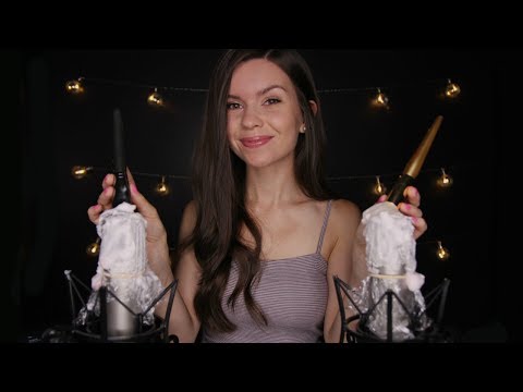 ASMR - Ear to Ear Foamy Tingles // Shaving Cream & Brush on Mics (No Talking)