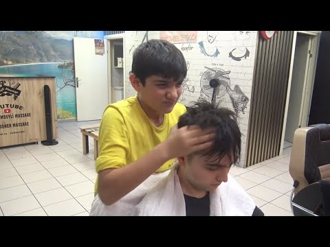 ASMR TURKISH YOUNG BARBER MASSAGE=therapy,energy,head,back,ear,arm,neck,sleep massage= berber masajı