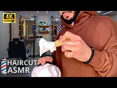 ASMR HAIRCUT NO TALKING - ASMR Barber Roleplay with Scissors ASMR Hair Cutting Sounds in Barbershop