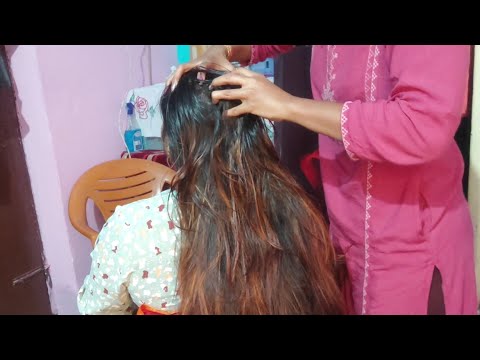 Asmr:  soothing Long hair oiling and massage😌 #asmr #soothingmassage