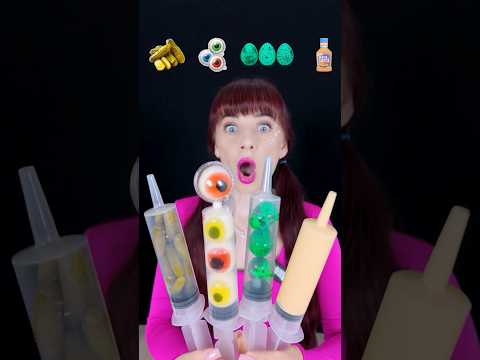 ASMR Gummy Eyeballs, Quail Eggs, Pickles Shooter Eating