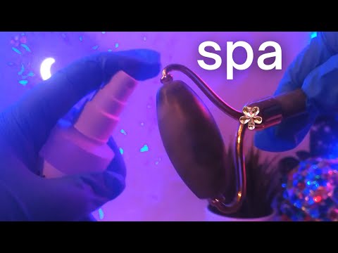 ASMR Spa Facial, Scalp Massage, Hair Brushing, Jade Roller, Glove Sounds, Face Brushing - No Talking