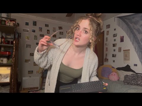 Authentic Intimate ASMR with College Girl (pulling an all nighter + typing sounds + going insane)