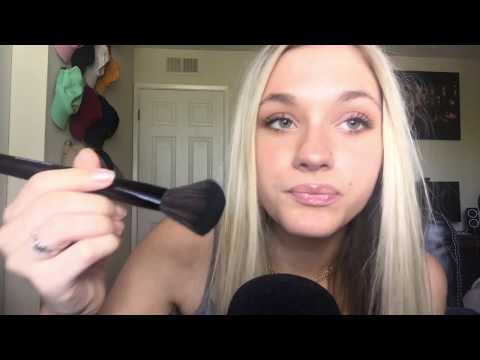 ASMR- Mic brushing w/ semi inaudible whispering and face brushing