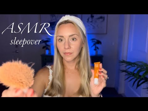 ASMR Sleepover ~ Best Friend Does Your Skincare Before Bed 👯‍♀️💋