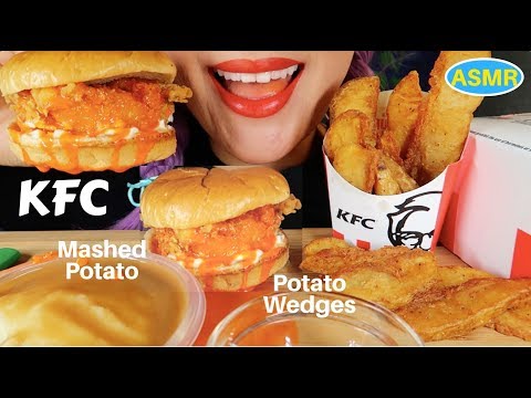 ASMR KFC 치킨버거+매쉬포테이토 리얼사운드 먹방 |KFC CHICKEN SANDWICH+MASHED POTATO EATING SOUND| CURIE.ASMR