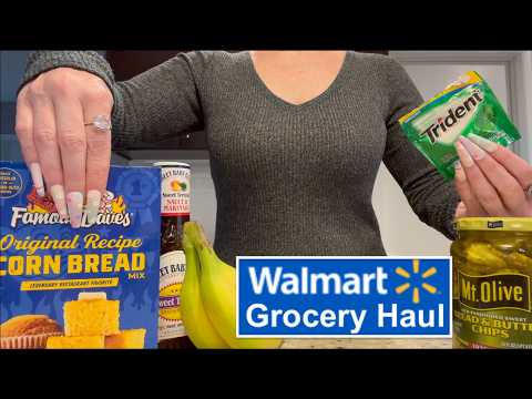 ASMR Gum Chewing Walmart Grocery Haul | Whispers & Tapping