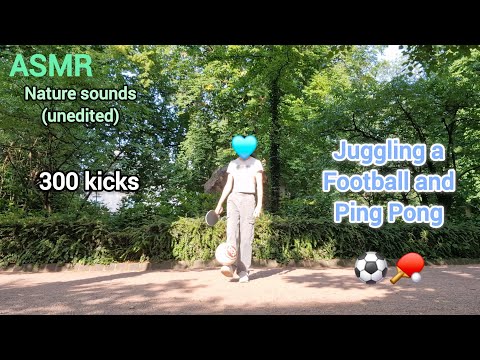 ASMR Juggling a Football and Ping Pong in a Local Park ♡ (unedited sounds)