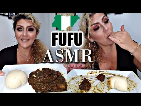 ASMR FUFU OKRA and Vegetable  Soup (Eating Sounds) Nigerian Food