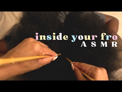 [ASMR] Inside Your Afro | Afro Hair play w/ Sticks | Scalp Scratching | Up Close & Personal 🔎