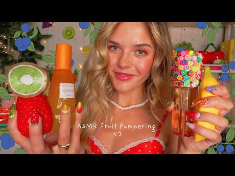 ASMR 1h Tingly Fruit Pamper Session 🍒🍊🍌 (visual edits, layered sounds, personal attention) 🥝🫐🍇