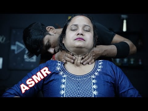 ASMR Neck And Head Massage With Tapping And Scratching By Indian Barber | Female Neck Massage ASMR