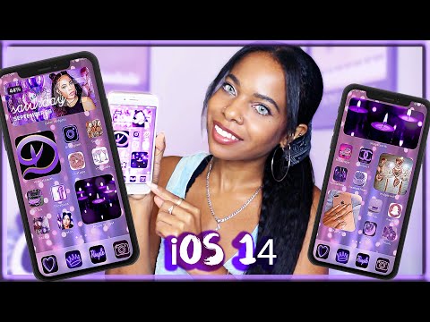 *iOS 14* CUSTOMIZE IPHONE HOME SCREEN// What's On My iPhone *purple aesthetic*