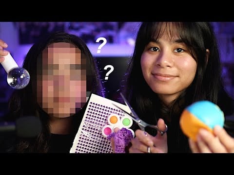 my sister tries ASMR | crinkles, latex, tapping, silicone, and more!