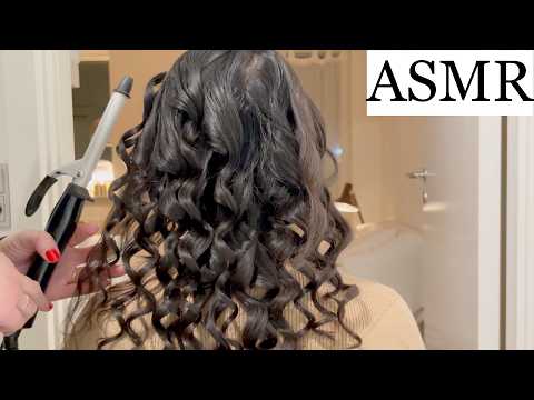 ASMR | Hair Styling with Friend - Hair Curling, Spraying & Brushing Sounds (Hair Play, No Talking)