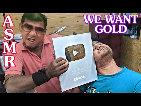 Asim barber head massage and neck crack by silver play button | 4 times neck crack