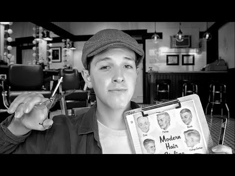 ASMR 50's Barbershop Haircut and Shave Experience