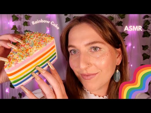 ASMR Rainbow Cake for 35 Minutes Straight 🍰🤤 Tapping, Scratching & Gripping w/ Long Nails