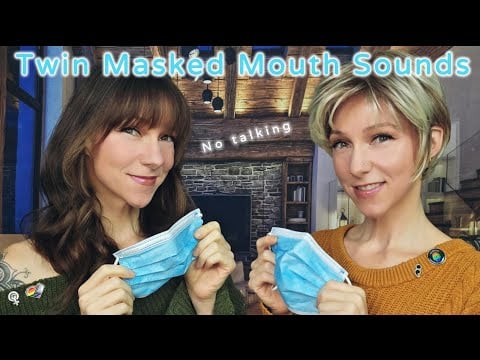 ASMR Twin Mouth Sounds 👯‍♀️ No Talking | Mask Triggers + Binaural Mic Cover & Direct 🎧