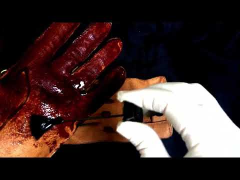 LEATHER GLOVES ლ(╹◡╹ლ)  OILING   [[ASMR]]