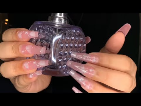 [ASMR] Tapping & Scratching On Textured Items | Croc Purse, Lipstick, Glass Candle, Perfume