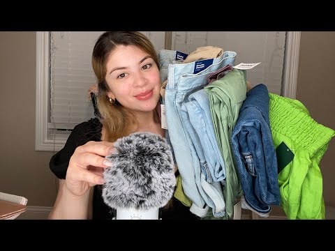 ASMR chatty clothing haul 💙 aggressive fabric tapping & scratching 💙