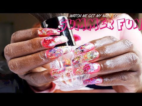 ASMR ACRYLIC NAILS SUMMER PARTY FUN