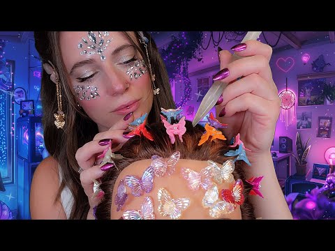 ASMR 🦋 The MOST Relaxing Hair Treatment (Scalp Oil, Massage, Plucking)
