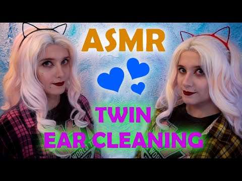 ♠• АСМР БЛИЗНЯШКИ ЧИСТЯТ ВАШИ УШКИ 😴👂🏻 | ASMR TWIN EAR CLEANING 💤👭 •♠